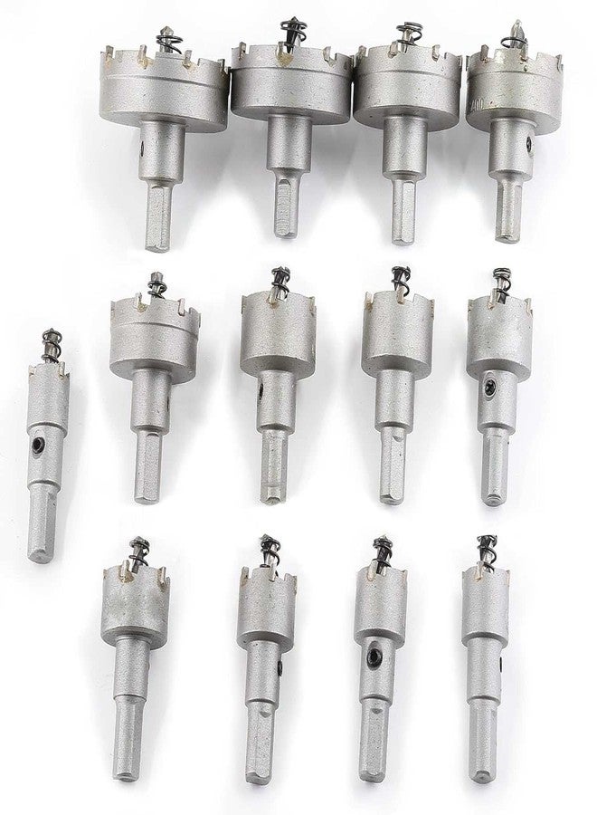 UPTODATETOOLS 13 Pack 14-50mm Tungsten Carbide Hole Saw Kit, TCT Hole Saw Cutter Metal Hole Cutting Bit Set, 0.6 Inch Cutting Depth Sharp Hole Saw Drill Bit - Image 1